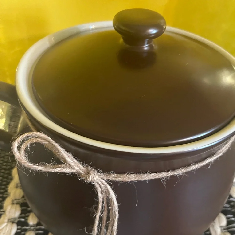 Parini Dark Brown Ceramic Handled Chili Pot w/ Lid 5 Quart